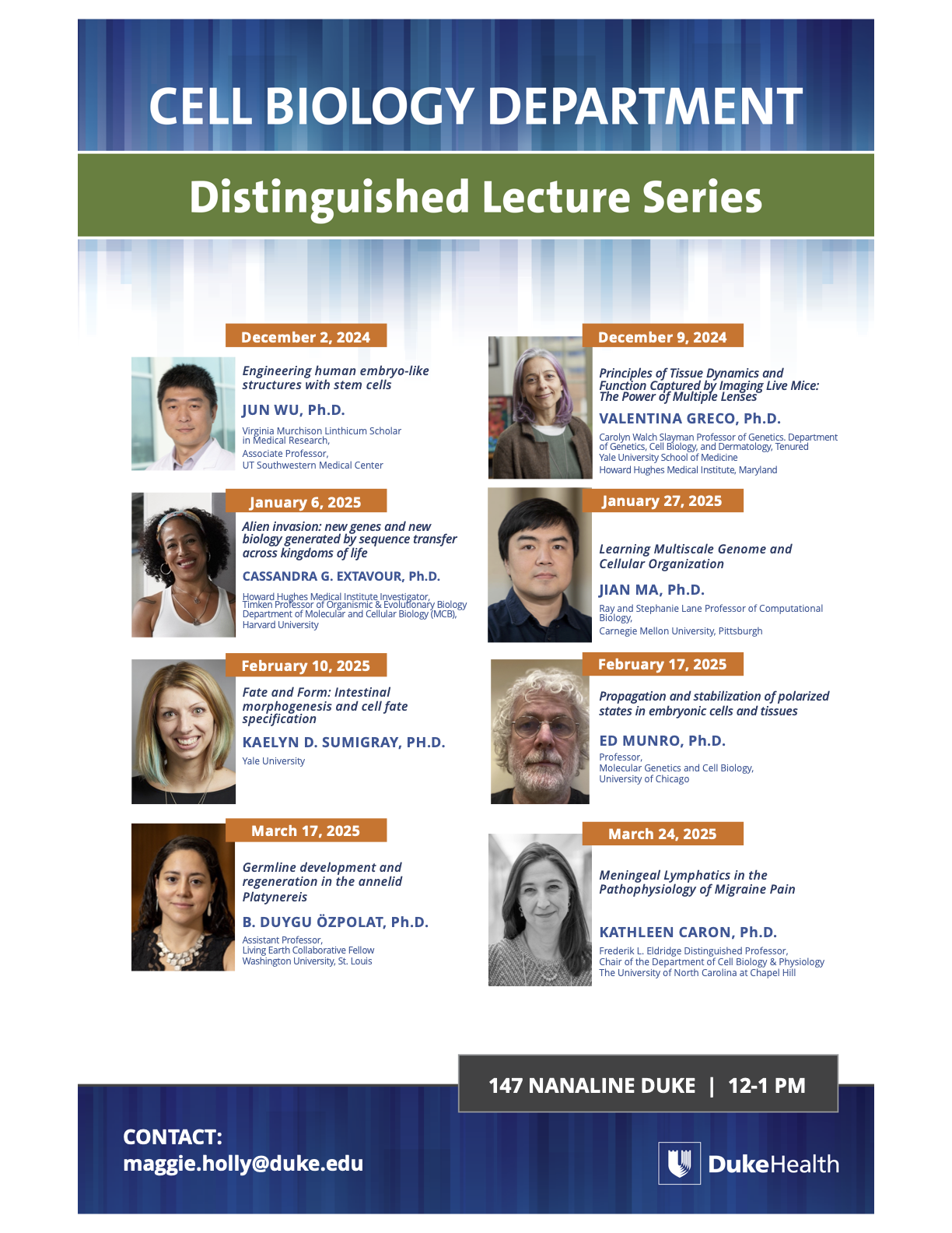 Cell Biology Distinguished Lecture Series Schedule
